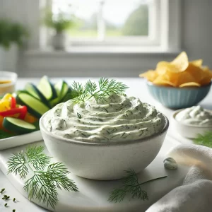Shallow dish of layered taco dip with beans, creamy sour cream, shredded lettuce, diced tomatoes, and shredded cheddar, with tortilla chips around the dish.