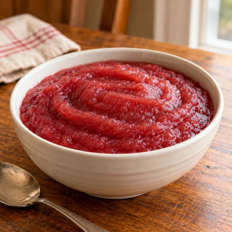 Holiday cranberry applesauce served in a bowl
