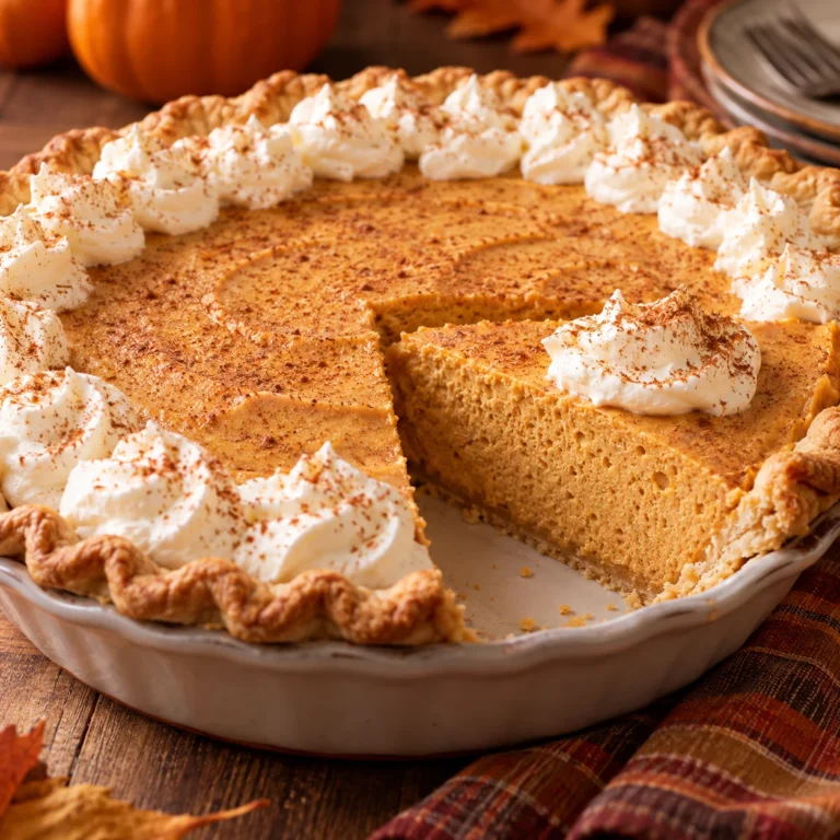 Pumpkin chiffon pie with whipped cream